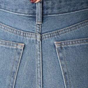 کیفیت شلوار جین راسته لاین دمپا زاپ آبی وسط برفکی