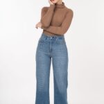 شلوار جین نیم بگ آبی روشن برفکی رویال جک پات 9004122