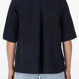 شومیز سیلک آستین کوتاه سرمه‌ای کایرا رویال جین 2012313